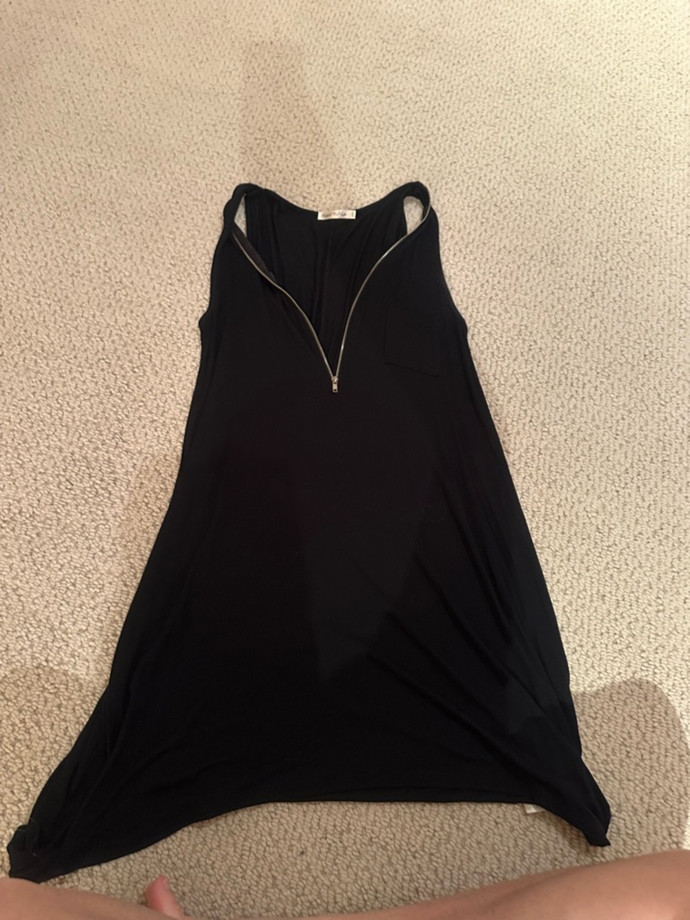 Heart Hips Black Tank Dress with Zip Detail